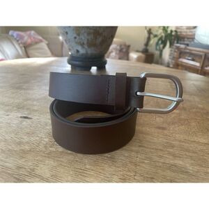 Old Navy Brown Bonded Leather Belt L 42in Metal Buckle Made in Guatemala
